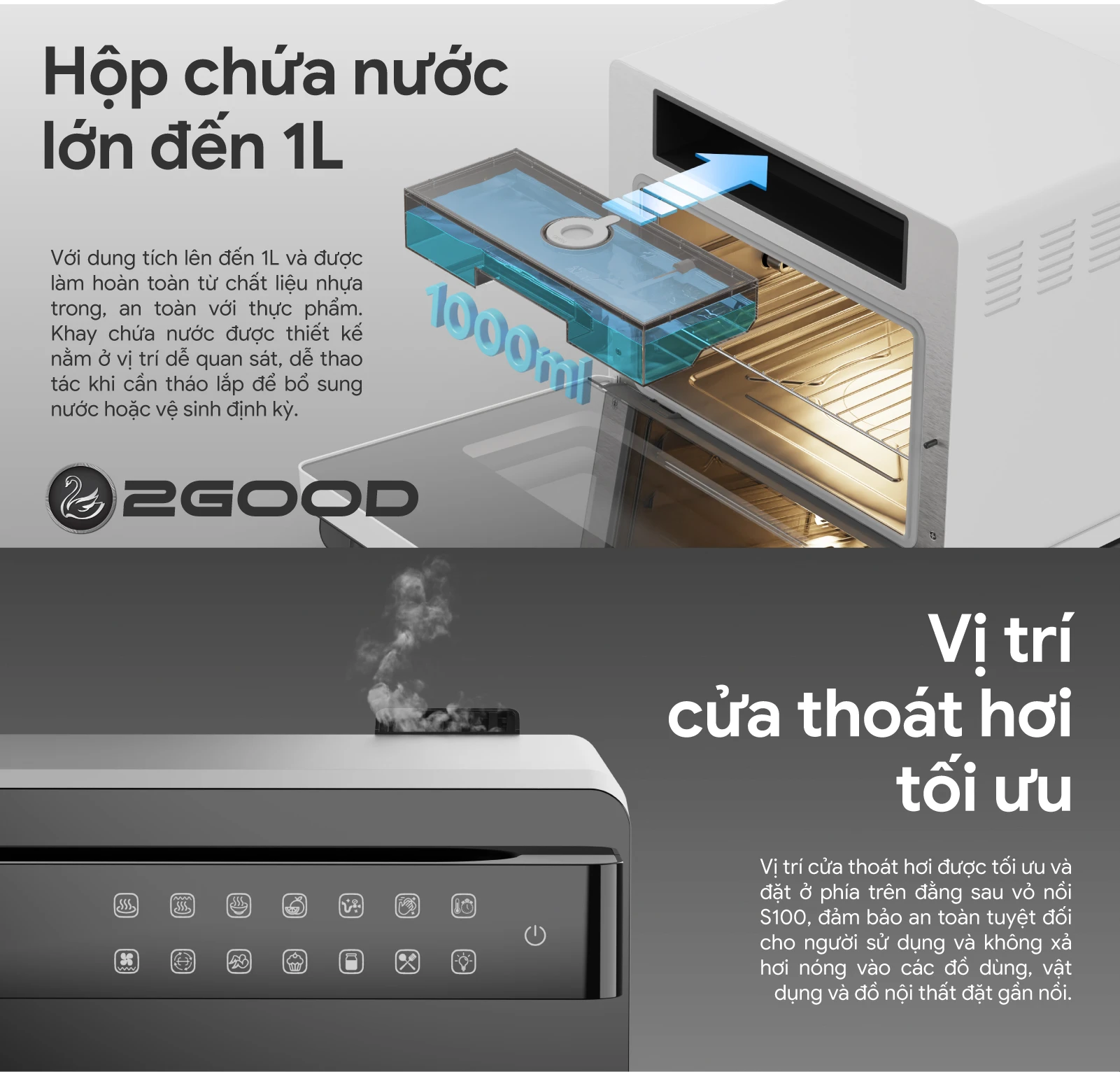 Nồi Chiên Hơi Nước 2Good Vortex - S100 - Ưu Đãi Combo Bản Cải Tiến Mới 2026 ( Đặt Online FREE SHIPPING Toàn Quốc )